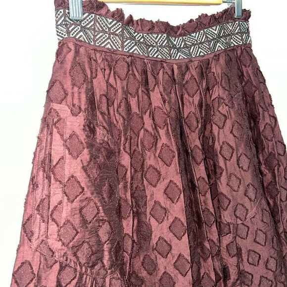 Maeve Diamond-Cut Skirt Size 8 Brown Midi ANTHROPOLOGIE - Picture 2 of 7